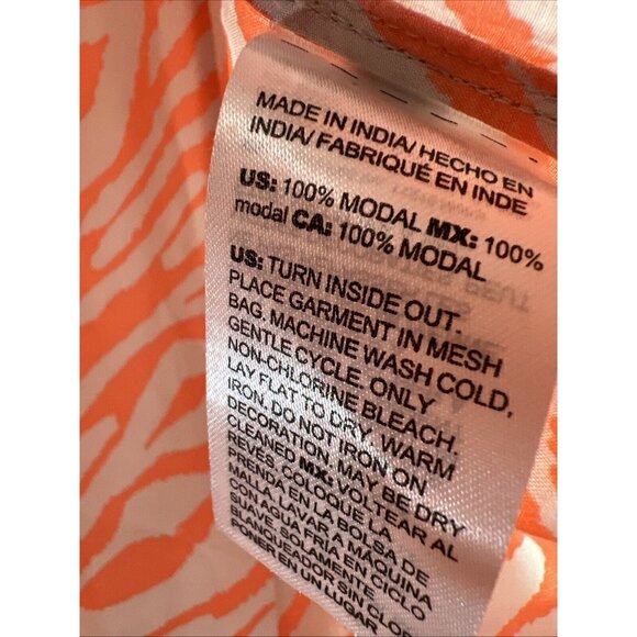 Chico's Womens Tunic Top Blouse Large Embellished Orange Animal Print Semi Sheer - Picture 8 of 10